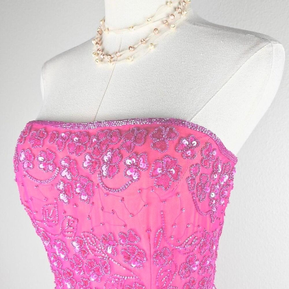 Y2K 100% Silk Beaded Floral Fairy Prom Dress